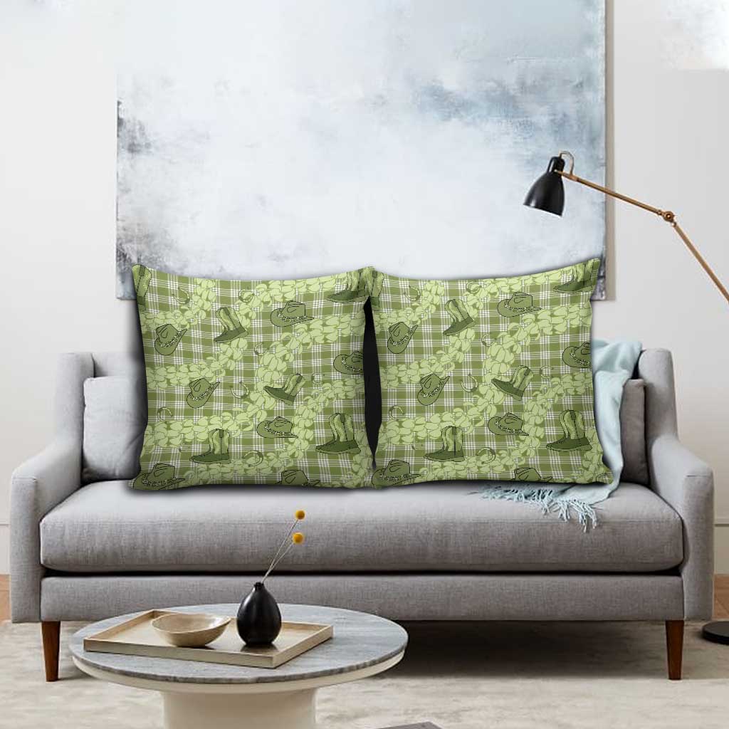 Lime Palaka Hawaii Cowboy Pillow Cover Puakenikeni Lei Paniolo Papale Seamless Vibes LT14 - Polynesian Pride