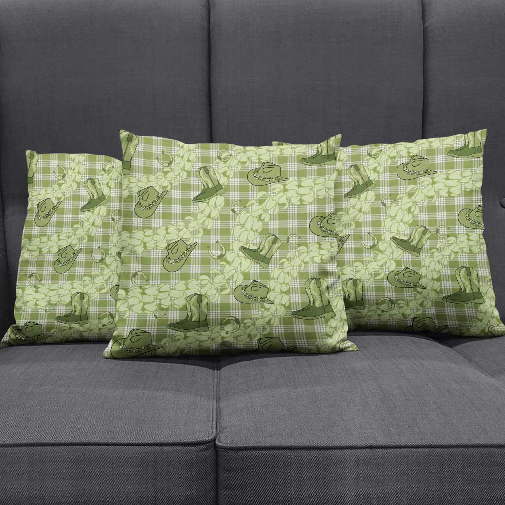 Lime Palaka Hawaii Cowboy Pillow Cover Puakenikeni Lei Paniolo Papale Seamless Vibes LT14 - Polynesian Pride