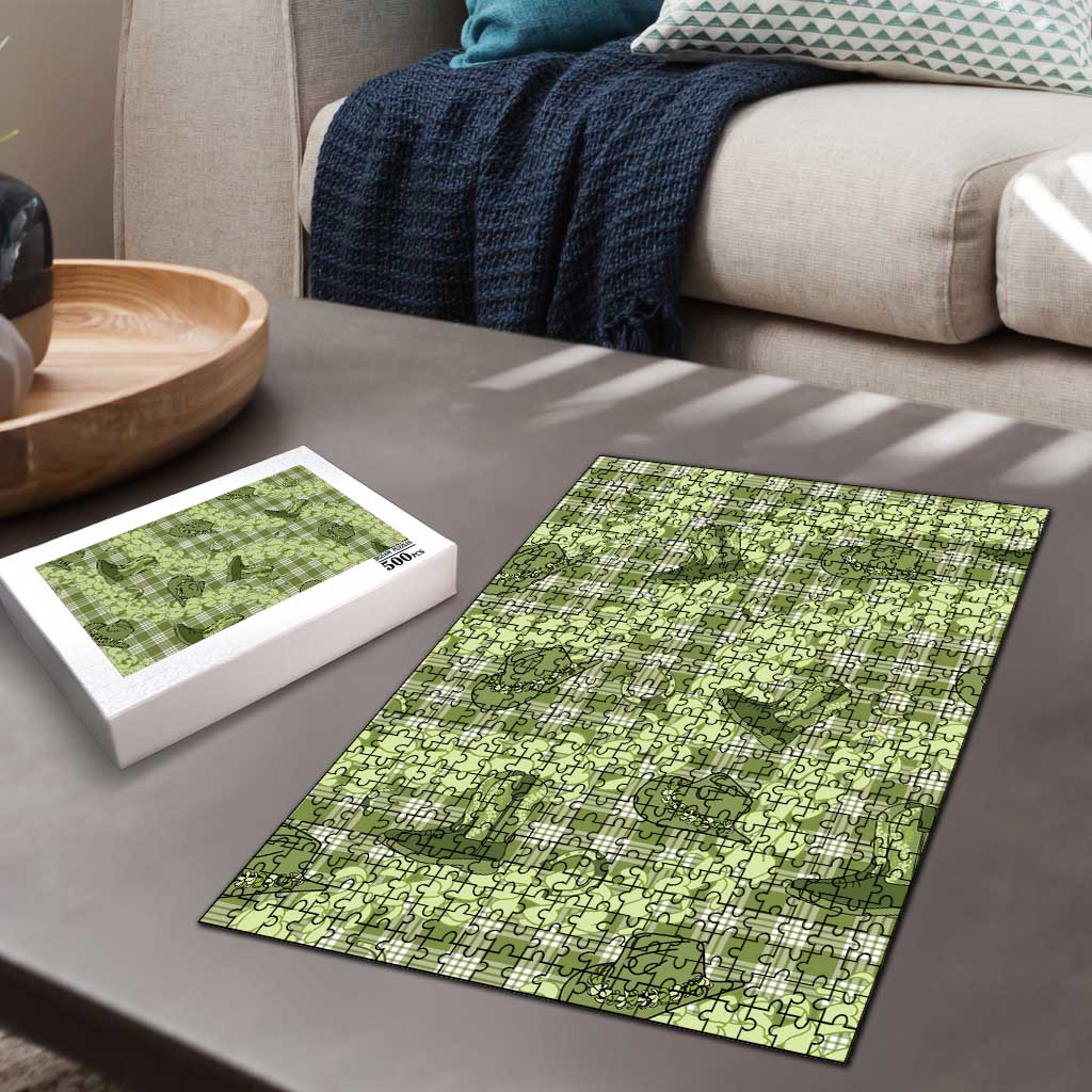 Lime Palaka Hawaii Cowboy Puzzle Puakenikeni Lei Paniolo Papale Seamless Vibes - Polynesian Pride