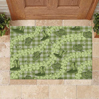 Lime Palaka Hawaii Cowboy Rubber Doormat Puakenikeni Lei Paniolo Papale Seamless Vibes LT14 Lime - Polynesian Pride