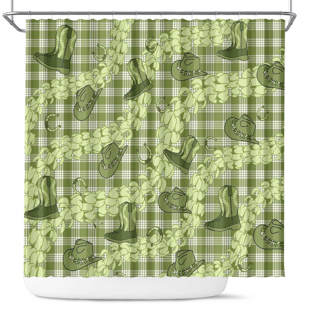Lime Palaka Hawaii Cowboy Shower Curtain Puakenikeni Lei Paniolo Papale Seamless Vibes LT14 Lime - Polynesian Pride