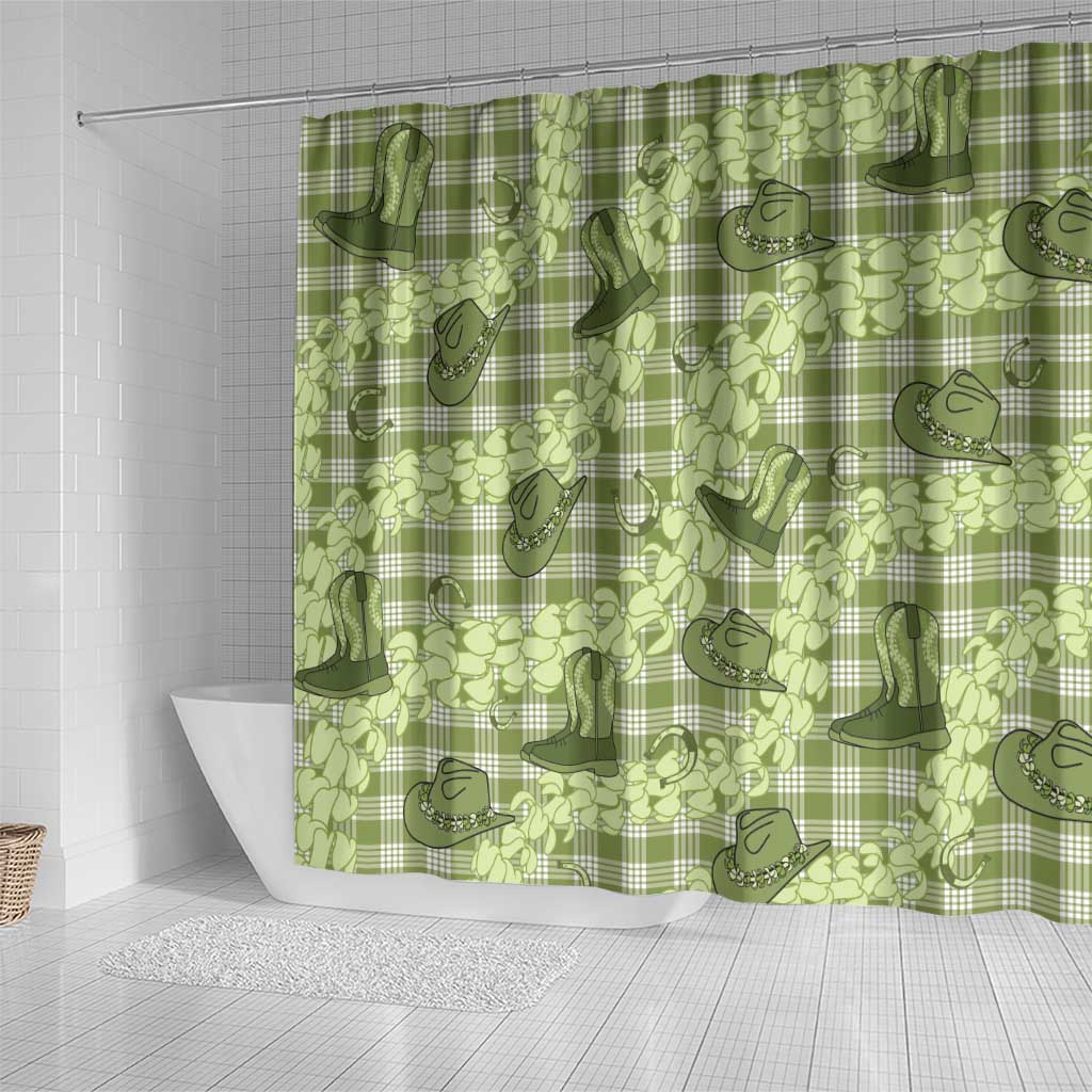 Lime Palaka Hawaii Cowboy Shower Curtain Puakenikeni Lei Paniolo Papale Seamless Vibes LT14 - Polynesian Pride