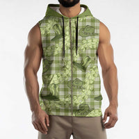 Lime Palaka Hawaii Cowboy Sleeveless Zip Hoodie Puakenikeni Lei Paniolo Papale Seamless Vibes - Polynesian Pride