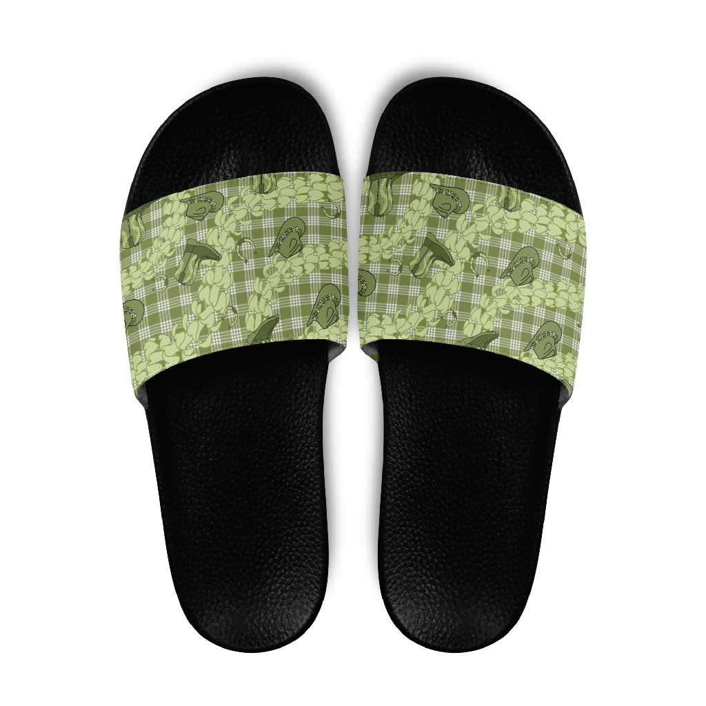 Lime Palaka Hawaii Cowboy Slide Sandals Puakenikeni Lei Paniolo Papale Seamless Vibes LT14 Lime - Polynesian Pride