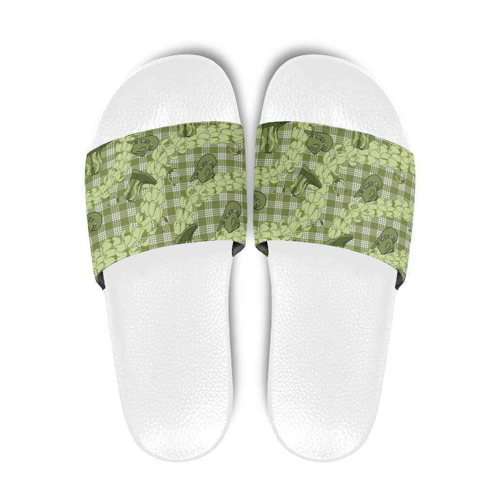 Lime Palaka Hawaii Cowboy Slide Sandals Puakenikeni Lei Paniolo Papale Seamless Vibes LT14 Lime - Polynesian Pride