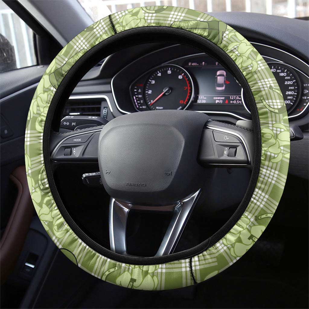 Lime Palaka Hawaii Cowboy Steering Wheel Cover Puakenikeni Lei Paniolo Papale Seamless Vibes - Polynesian Pride