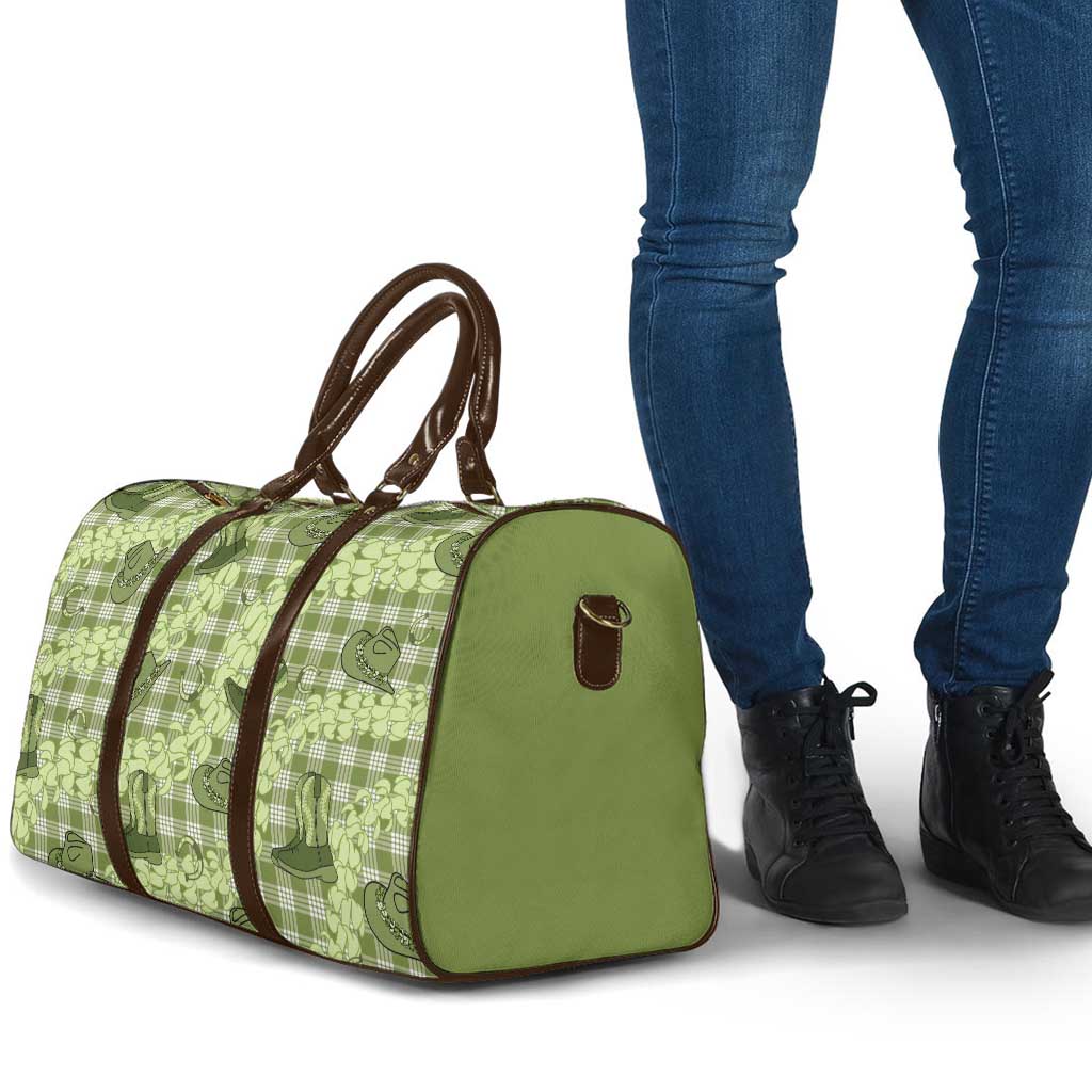 Lime Palaka Hawaii Cowboy Travel Bag Puakenikeni Lei Paniolo Papale Seamless Vibes - Polynesian Pride