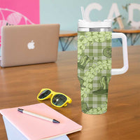 Lime Palaka Hawaii Cowboy Tumbler With Handle Puakenikeni Lei Paniolo Papale Seamless Vibes - Polynesian Pride