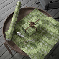 Lime Palaka Hawaii Cowboy Wrapping Paper Puakenikeni Lei Paniolo Papale Seamless Vibes - Polynesian Pride
