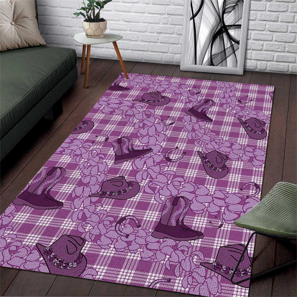 Purple Palaka Hawaii Cowboy Area Rug Puakenikeni Lei Paniolo Papale Seamless Vibes - Polynesian Pride