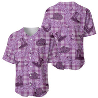 Purple Palaka Hawaii Cowboy Baseball Jersey Puakenikeni Lei Paniolo Papale Seamless Vibes - Polynesian Pride