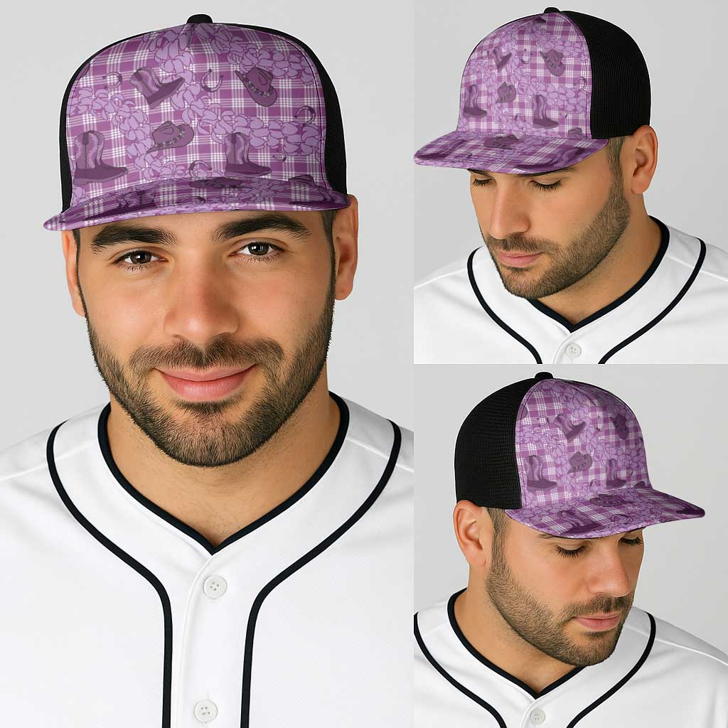 Purple Palaka Hawaii Cowboy Baseball Net Cap Puakenikeni Lei Paniolo Papale Seamless Vibes - Polynesian Pride