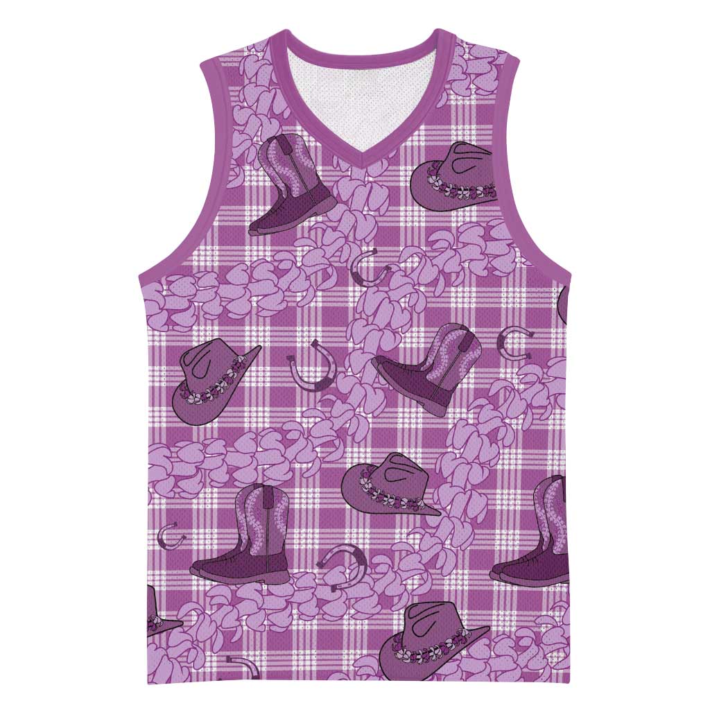 Purple Palaka Hawaii Cowboy Basketball Jersey Puakenikeni Lei Paniolo Papale Seamless Vibes LT14 Unisex Purple - Polynesian Pride