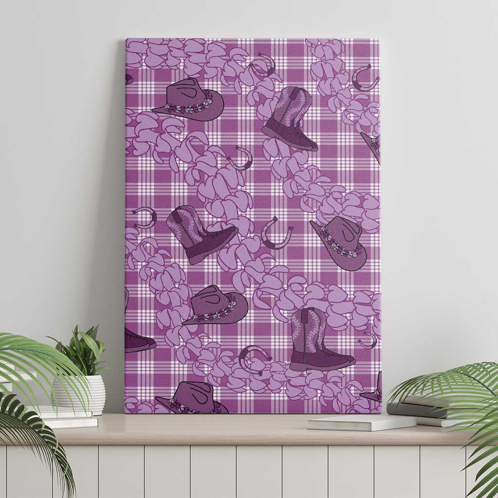 Purple Palaka Hawaii Cowboy Canvas Wall Art Puakenikeni Lei Paniolo Papale Seamless Vibes - Polynesian Pride