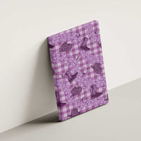 Purple Palaka Hawaii Cowboy Canvas Wall Art Puakenikeni Lei Paniolo Papale Seamless Vibes - Polynesian Pride