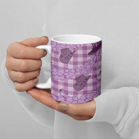 Purple Palaka Hawaii Cowboy Ceramic Mug Puakenikeni Lei Paniolo Papale Seamless Vibes - Polynesian Pride