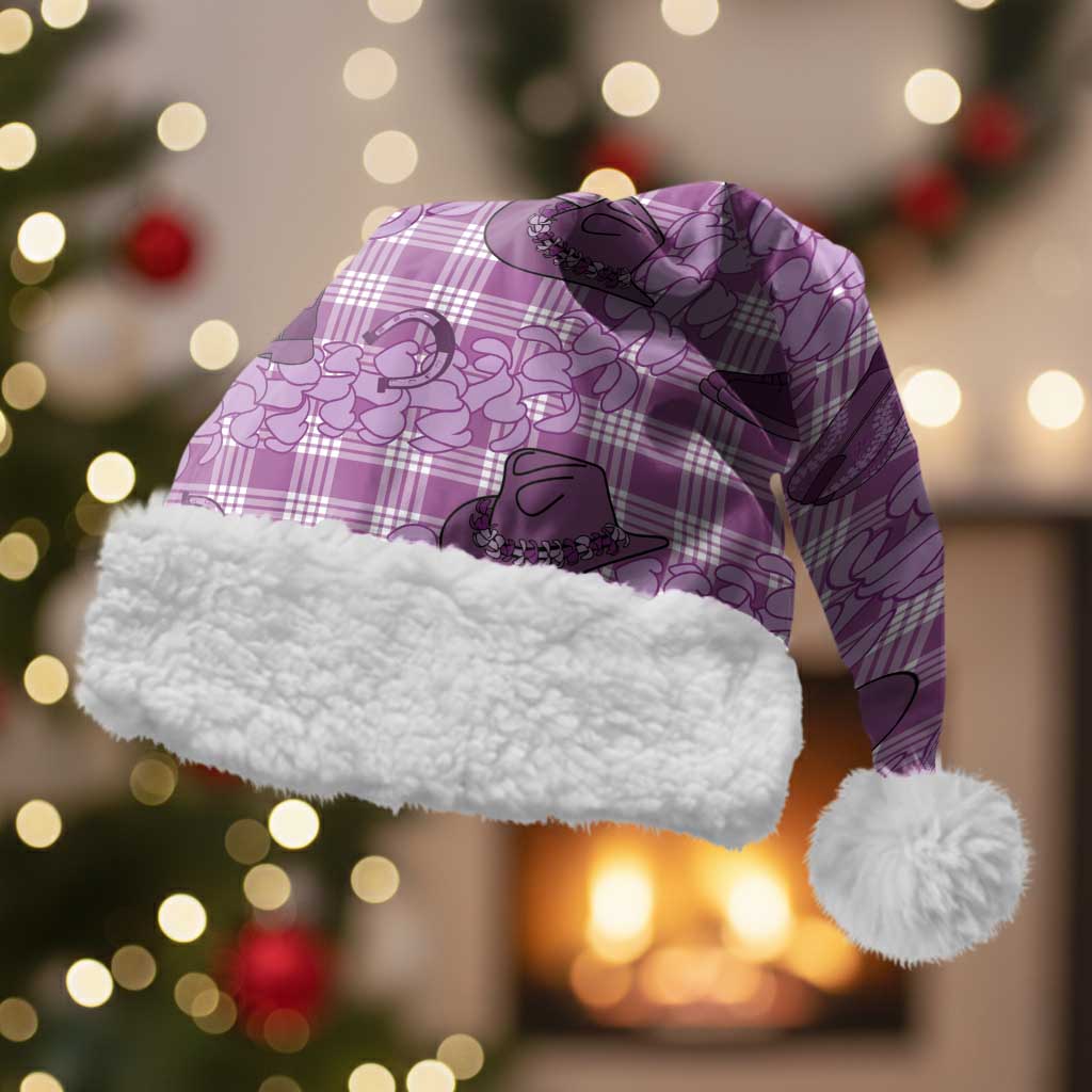 Purple Palaka Hawaii Cowboy Christmas Santa Hat Puakenikeni Lei Paniolo Papale Seamless Vibes - Polynesian Pride