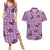 Purple Palaka Hawaii Cowboy Couples Matching Summer Maxi Dress and Hawaiian Shirt Puakenikeni Lei Paniolo Papale Seamless Vibes - Polynesian Pride