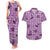 Purple Palaka Hawaii Cowboy Couples Matching Tank Maxi Dress and Hawaiian Shirt Puakenikeni Lei Paniolo Papale Seamless Vibes - Polynesian Pride