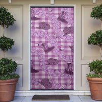 Purple Palaka Hawaii Cowboy Door Cover Puakenikeni Lei Paniolo Papale Seamless Vibes - Polynesian Pride