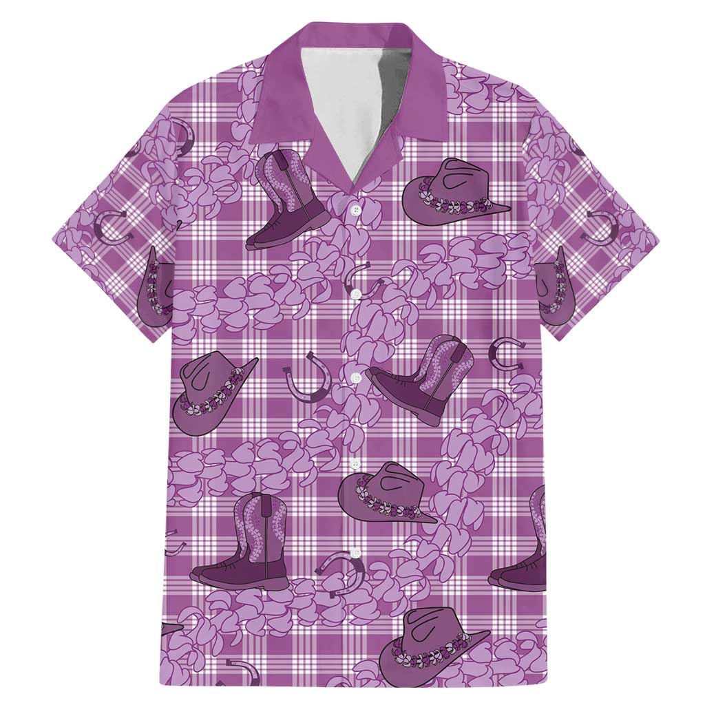 Purple Palaka Hawaii Cowboy Family Matching Mermaid Dress and Hawaiian Shirt Puakenikeni Lei Paniolo Papale Seamless Vibes - Polynesian Pride