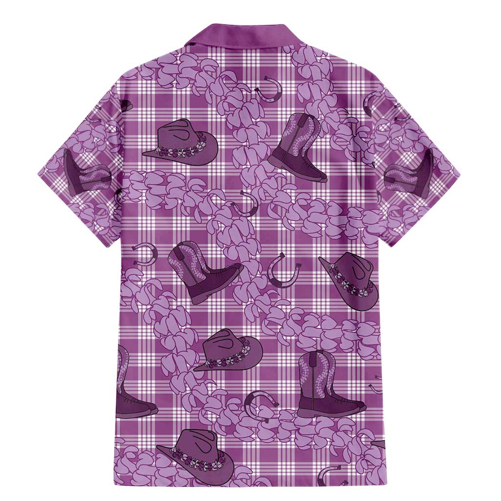 Purple Palaka Hawaii Cowboy Family Matching Mermaid Dress and Hawaiian Shirt Puakenikeni Lei Paniolo Papale Seamless Vibes - Polynesian Pride
