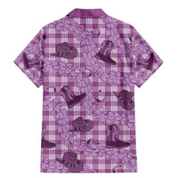 Purple Palaka Hawaii Cowboy Family Matching Mermaid Dress and Hawaiian Shirt Puakenikeni Lei Paniolo Papale Seamless Vibes - Polynesian Pride