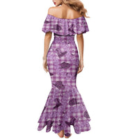 Purple Palaka Hawaii Cowboy Family Matching Mermaid Dress and Hawaiian Shirt Puakenikeni Lei Paniolo Papale Seamless Vibes - Polynesian Pride