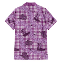 Purple Palaka Hawaii Cowboy Family Matching Puletasi and Hawaiian Shirt Puakenikeni Lei Paniolo Papale Seamless Vibes LT14 - Polynesian Pride