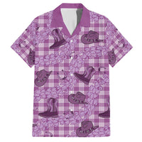 Purple Palaka Hawaii Cowboy Family Matching Summer Maxi Dress and Hawaiian Shirt Puakenikeni Lei Paniolo Papale Seamless Vibes LT14 Dad's Shirt - Short Sleeve Purple - Polynesian Pride