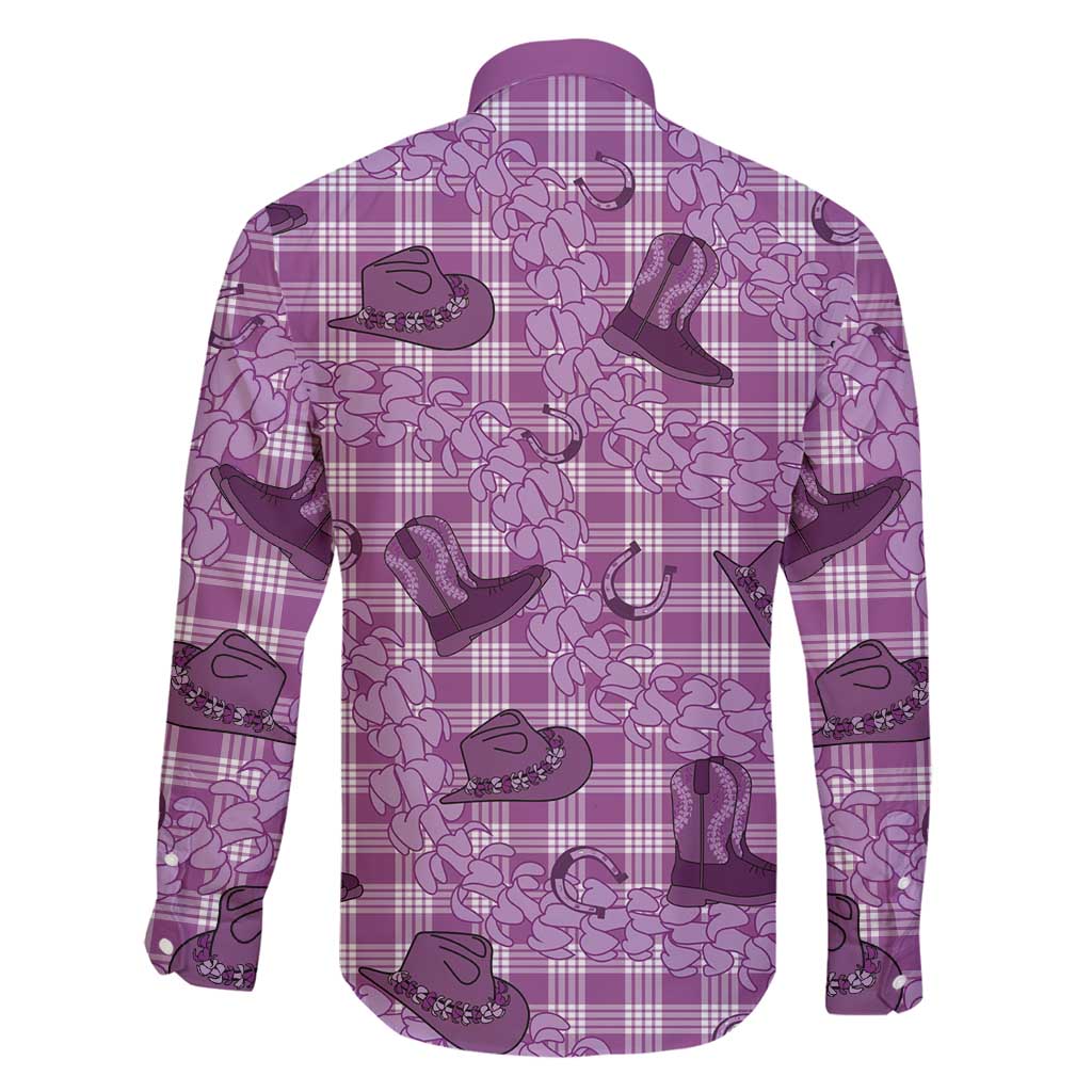 Purple Palaka Hawaii Cowboy Family Matching Summer Maxi Dress and Hawaiian Shirt Puakenikeni Lei Paniolo Papale Seamless Vibes LT14 - Polynesian Pride