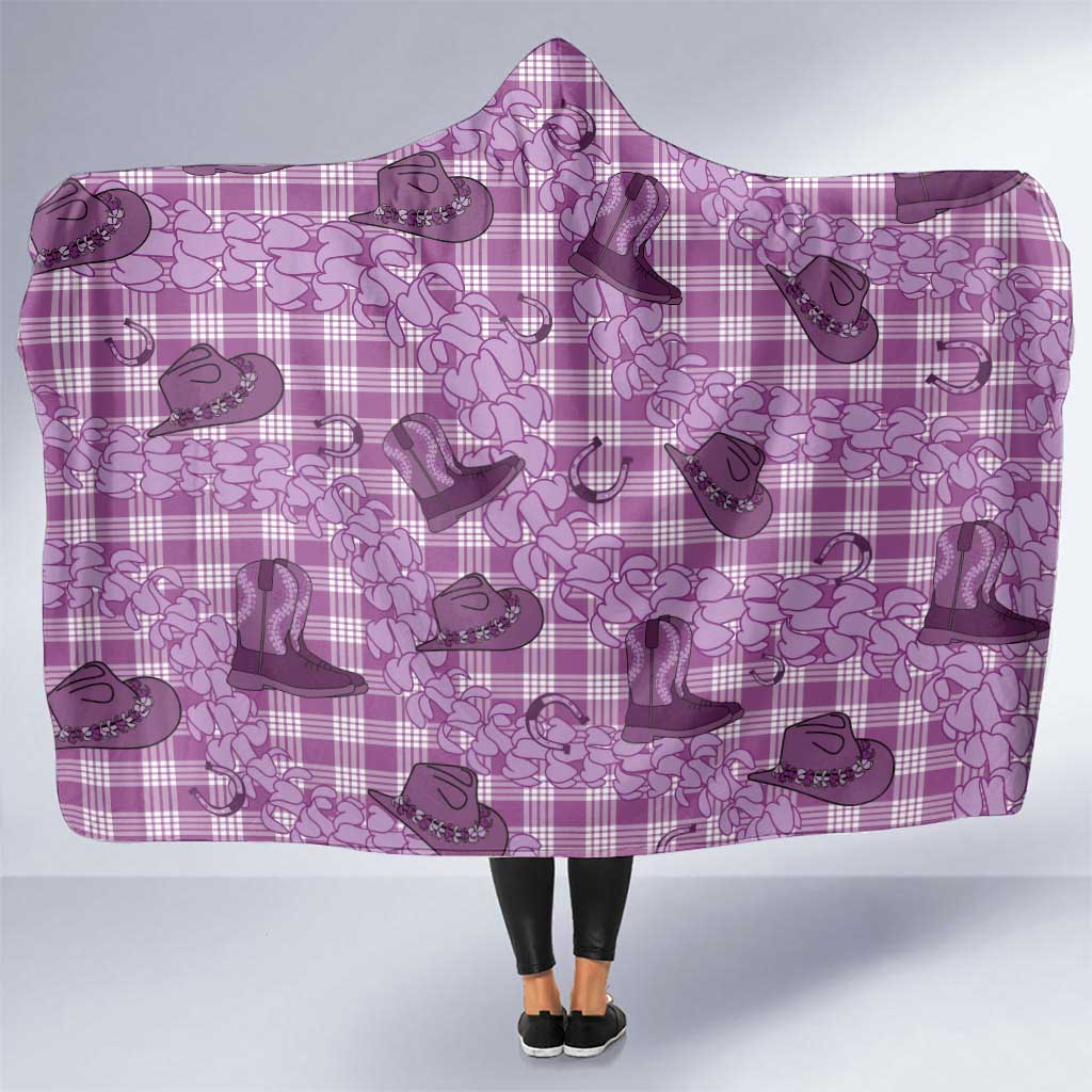 Purple Palaka Hawaii Cowboy Hooded Blanket Puakenikeni Lei Paniolo Papale Seamless Vibes LT14 One Size Purple - Polynesian Pride