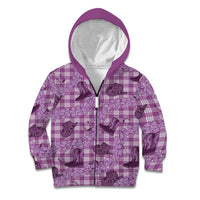 Purple Palaka Hawaii Cowboy Kid Hoodie Puakenikeni Lei Paniolo Papale Seamless Vibes - Polynesian Pride