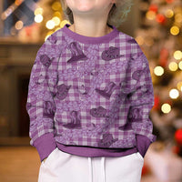 Purple Palaka Hawaii Cowboy Kid Ugly Christmas Sweater Puakenikeni Lei Paniolo Papale Seamless Vibes - Polynesian Pride