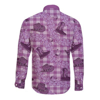 Purple Palaka Hawaii Cowboy Long Sleeve Button Shirt Puakenikeni Lei Paniolo Papale Seamless Vibes LT14 - Polynesian Pride
