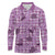 Purple Palaka Hawaii Cowboy Long Sleeve Polo Shirt Puakenikeni Lei Paniolo Papale Seamless Vibes - Polynesian Pride