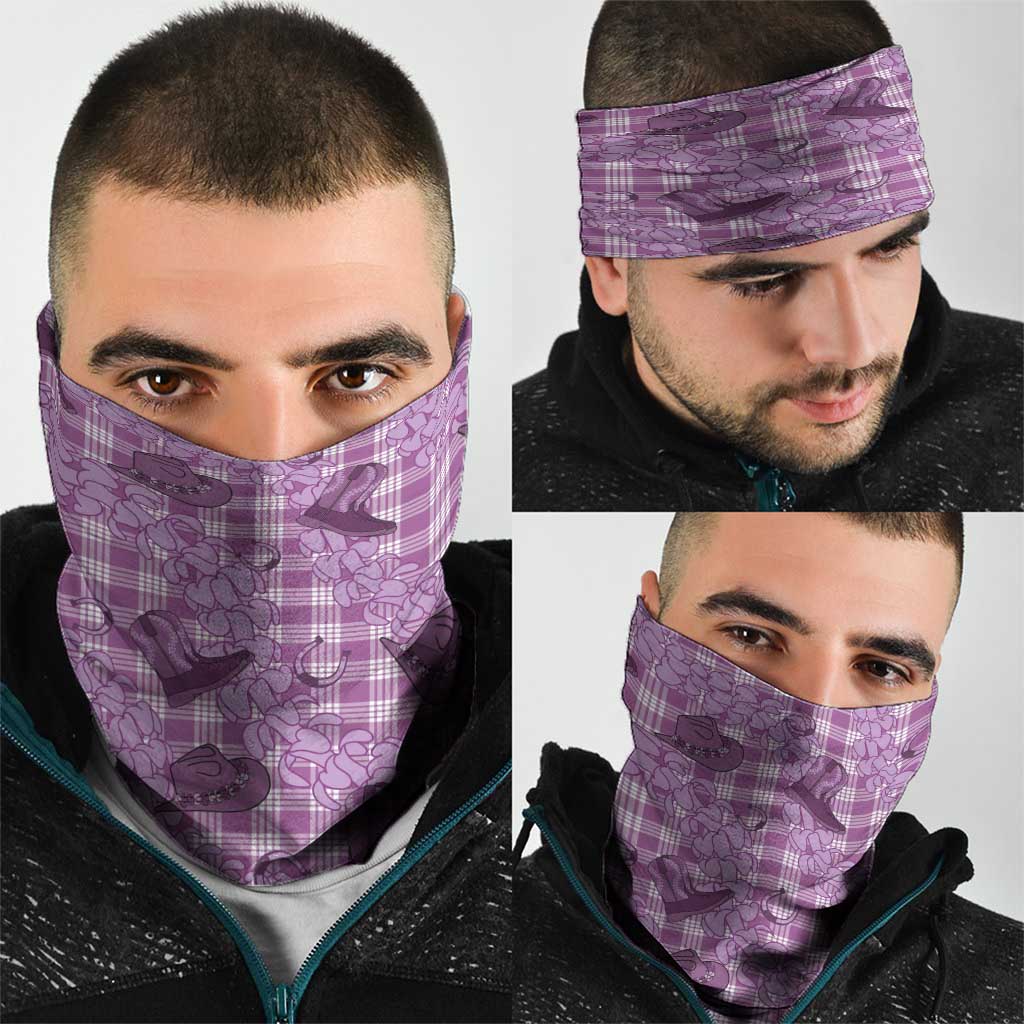 Purple Palaka Hawaii Cowboy Neck Gaiter Puakenikeni Lei Paniolo Papale Seamless Vibes - Polynesian Pride