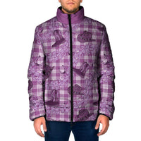 Purple Palaka Hawaii Cowboy Padded Jacket Puakenikeni Lei Paniolo Papale Seamless Vibes LT14 Men Purple - Polynesian Pride