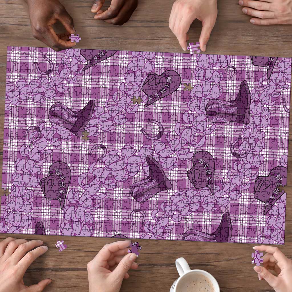 Purple Palaka Hawaii Cowboy Puzzle Puakenikeni Lei Paniolo Papale Seamless Vibes LT14 - Polynesian Pride