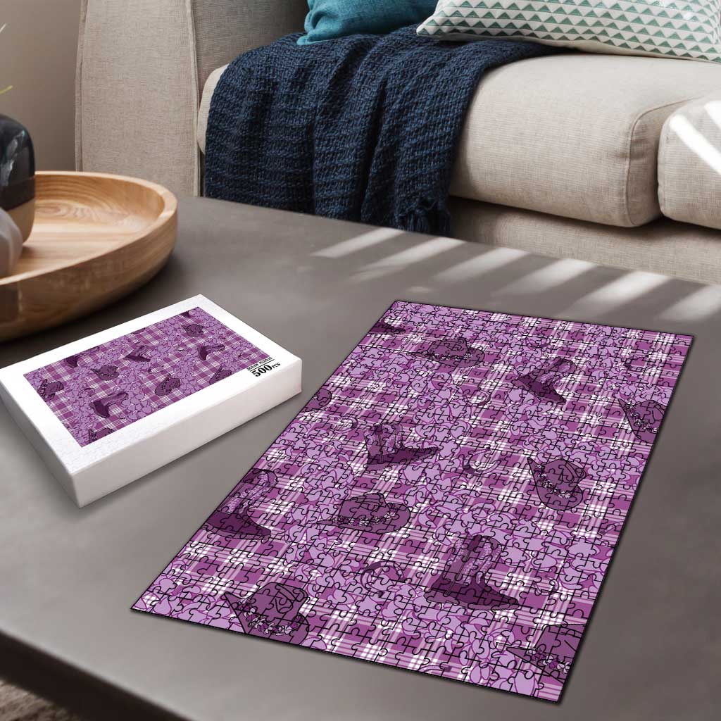 Purple Palaka Hawaii Cowboy Puzzle Puakenikeni Lei Paniolo Papale Seamless Vibes LT14 - Polynesian Pride