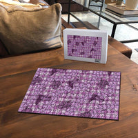 Purple Palaka Hawaii Cowboy Puzzle Puakenikeni Lei Paniolo Papale Seamless Vibes LT14 - Polynesian Pride