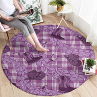 Purple Palaka Hawaii Cowboy Round Carpet Puakenikeni Lei Paniolo Papale Seamless Vibes LT14 - Polynesian Pride