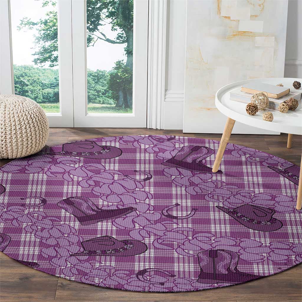 Purple Palaka Hawaii Cowboy Round Carpet Puakenikeni Lei Paniolo Papale Seamless Vibes LT14 - Polynesian Pride