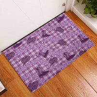 Purple Palaka Hawaii Cowboy Rubber Doormat Puakenikeni Lei Paniolo Papale Seamless Vibes LT14 - Polynesian Pride