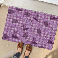 Purple Palaka Hawaii Cowboy Rubber Doormat Puakenikeni Lei Paniolo Papale Seamless Vibes LT14 - Polynesian Pride