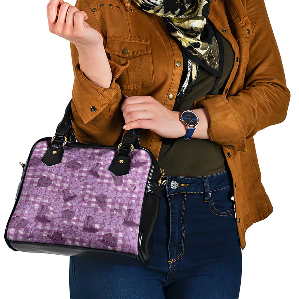 Purple Palaka Hawaii Cowboy Shoulder Handbag Puakenikeni Lei Paniolo Papale Seamless Vibes LT14 - Polynesian Pride