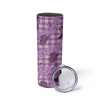 Purple Palaka Hawaii Cowboy Skinny Tumbler Puakenikeni Lei Paniolo Papale Seamless Vibes - Polynesian Pride