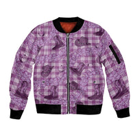 Purple Palaka Hawaii Cowboy Sleeve Zip Bomber Jacket Puakenikeni Lei Paniolo Papale Seamless Vibes LT14 Unisex Purple - Polynesian Pride