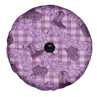 Purple Palaka Hawaii Cowboy Spare Tire Cover Puakenikeni Lei Paniolo Papale Seamless Vibes - Polynesian Pride