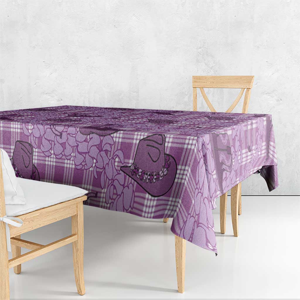 Purple Palaka Hawaii Cowboy Tablecloth Puakenikeni Lei Paniolo Papale Seamless Vibes - Polynesian Pride